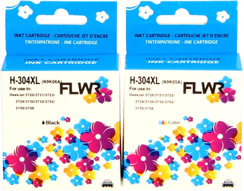 FLWR HP 304XL Multipack zwart en kleur (Huismerk (remanufactured))