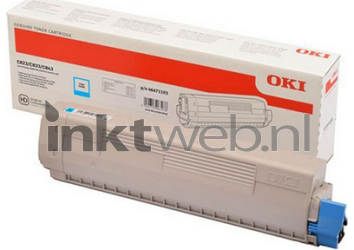 Oki C824 Toner cyaan Combined box and product