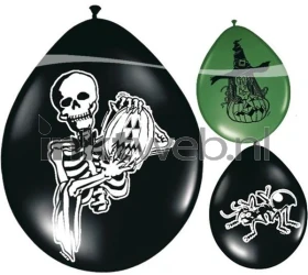 Merkloos Halloween griezel ballonnen mix 8 stuks Product only