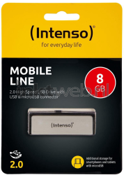 Intenso Mobile Line USB-stick 8GB zilver Front box