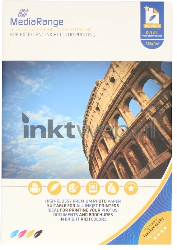 MediaRange Fotopapier Hoogglans | A4 | 135 gr/m² 100 vellen