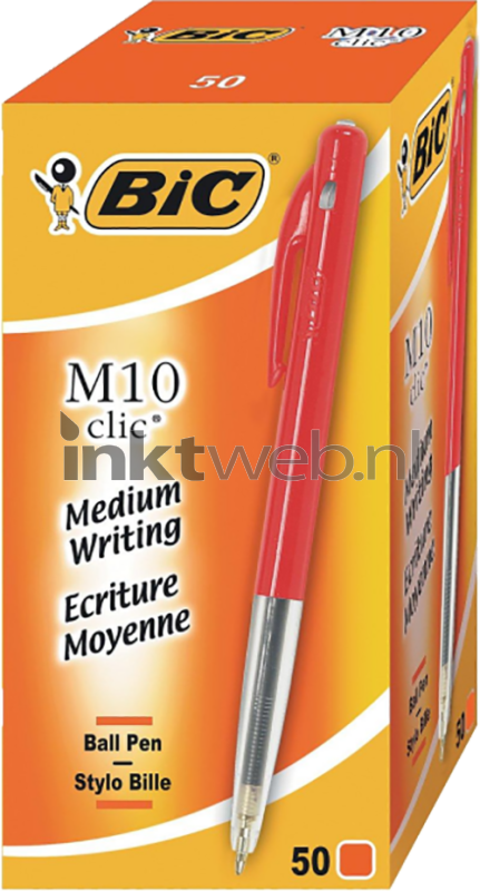 BIC Balpen Clic M10 50 stuks rood