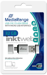 MediaRange USB nano flash drive 32GB met micro USB adapter Front box
