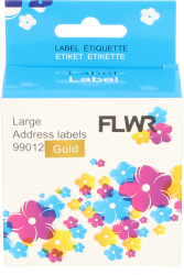 FLWR Dymo  99012 adreslabel 36 mm x 89 mm  goud Front box
