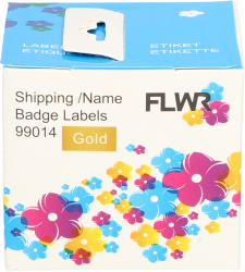 FLWR Dymo  99014 Adreslabel groot 101 mm x 54 mm  goud Front box