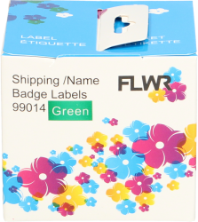 FLWR Dymo  99014 Adreslabel groot 101 mm x 54 mm  groen Front box