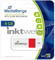 MediaRange USB flash drive 4GB color edition rood Front box