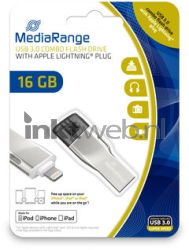 MediaRange USB 3.0 combo flash drive met Apple Lightning plug 16GB Front box