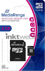 MediaRange microSDHC geheugenkaart 4GB met adapter Front box
