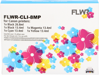 FLWR Canon CLI-8 Multipack zwart en kleur Front box