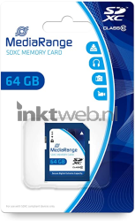 MediaRange SDXC memory card, Class 10, 64GB blauw Front box