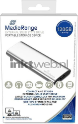 MediaRange Externe Solid State Drive 120GB, USB C zilver Front box