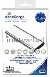 MediaRange Externe Solid State Drive 240GB, USB C zilver Front box