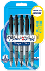 Papermate Flexgrip balpennen (5-pack) zwart Front box
