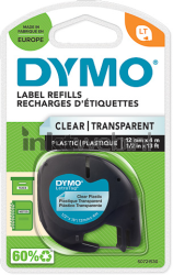 Dymo  S0721530 zwart op transparant breedte 12 mm Front box