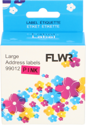 FLWR Dymo  99012 adreslabel 89 mm x 36 mm  roze Front box