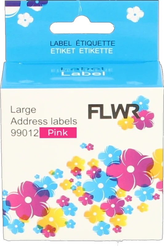 FLWR Dymo 99012 adreslabel 89 mm x 36 mm roze
