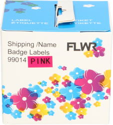 FLWR Dymo  99014 Adreslabel groot 101 mm x 54 mm  roze Front box