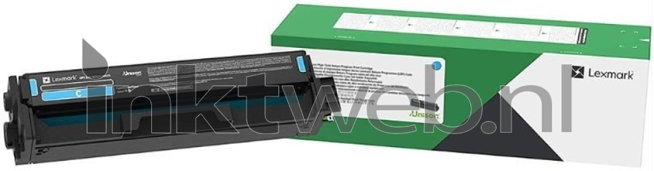 Lexmark C342XC0 toner cyaan Combined box and product