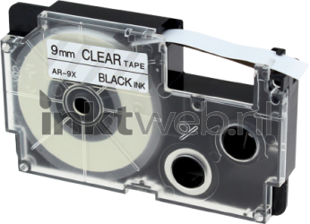 Huismerk Casio  XR-9X zwart op transparant breedte 9 mm IW-XR9X