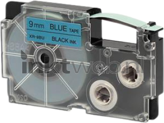 Huismerk Casio  XR-9BU zwart op blauw breedte 9 mm Product only