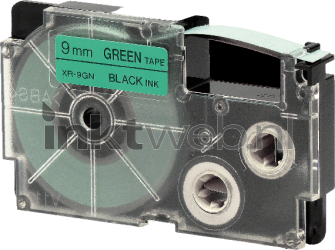 Huismerk Casio  XR-9GN zwart op groen breedte 9 mm IW-XR9GN