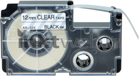 Huismerk Casio  XR-12X zwart op transparant breedte 12 mm