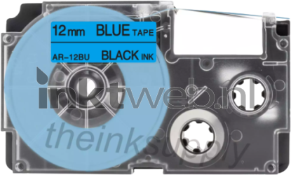 Huismerk Casio  XR-12BU zwart op blauw breedte 12 mm