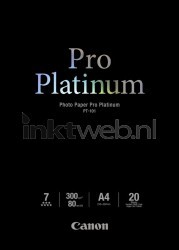 Canon  PT-101 Professioneel Fotopapier Platinum Glans | A4 | 300 gr/m² 20 stuks Front box