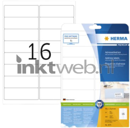 Herma 5075 Premium Permanente papieretiket 99,1 x 33,8mm (400 stuks) wit 5075