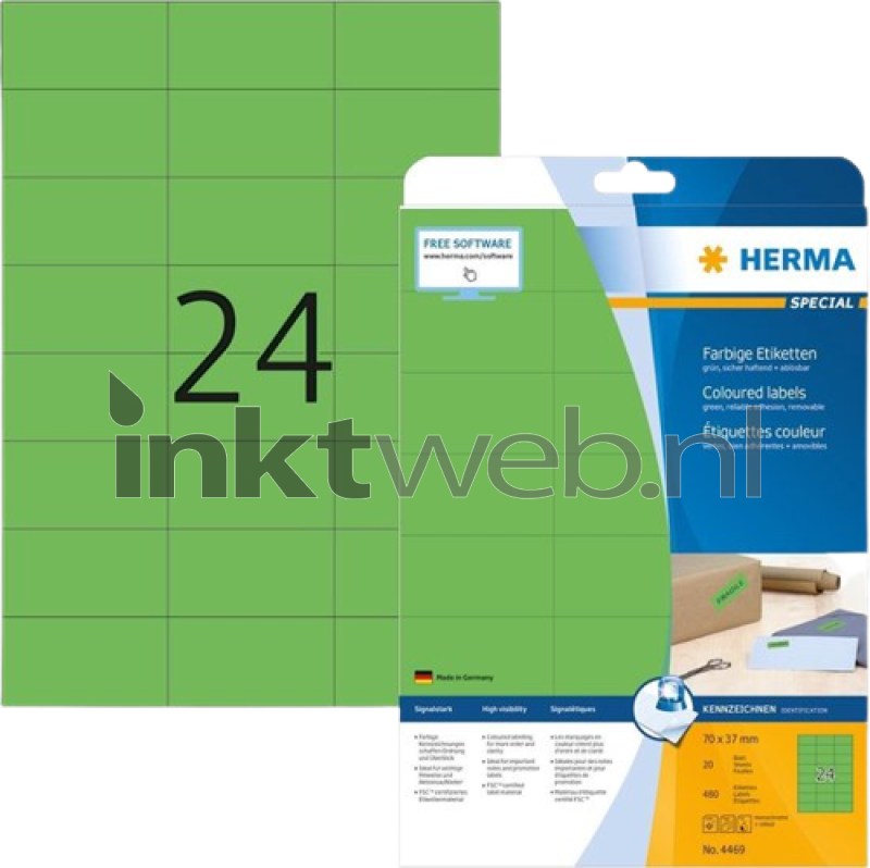 Herma 4469 Verwijderbare Papieretiket 79 x 37mm groen