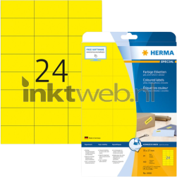 Herma 4466 Verwijderbare Papieretiket 70 x 37mm geel Product only