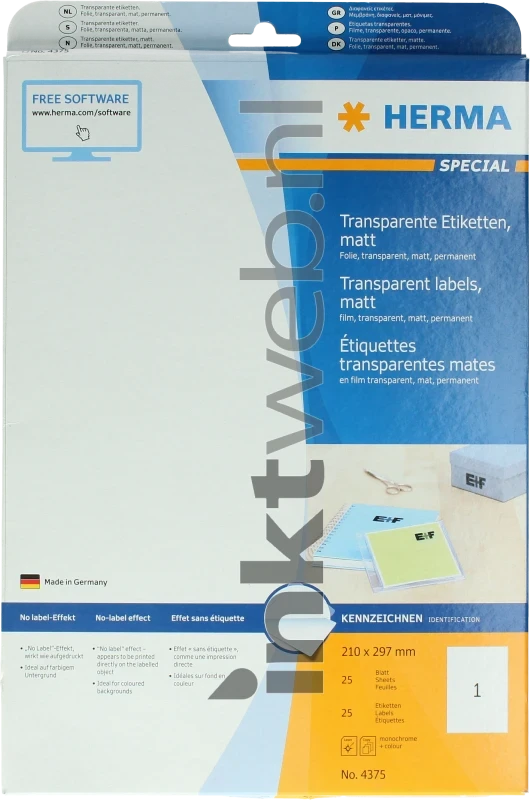 Herma 10911 Permanente Papieretiket 210 x 297mm wit (Origineel)