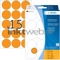 Herma 2274 Permanente papieretiket 32mm rond oranje Product only