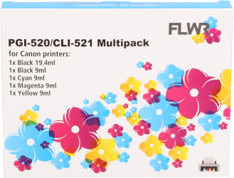 FLWR Canon CLI-521 Multipack zwart en kleur Front box