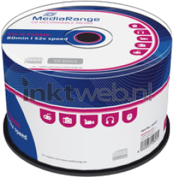 MediaRange CD-R 700 mb | 80 min. | 52x snelheid 50 stuks blanco Front box