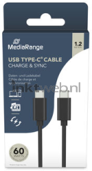 MediaRange MRCS213 - USB-C 3.0 60W Oplaad en Datakabel - 1.2m zwart Front box