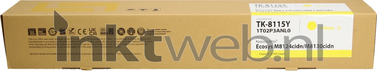 Huismerk Kyocera Mita TK-8115Y geel Front box