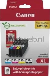 Canon CLI-551XL Photo Value Pack zwart en kleur Front box
