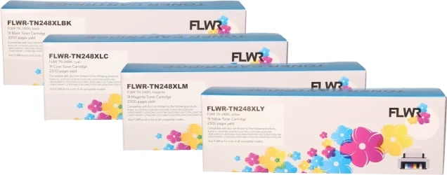 FLWR Brother TN-248XL Toner Bundel  zwart en kleur Front box