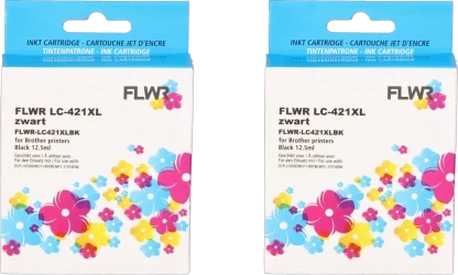 FLWR Brother LC-421XL Multipack zwart Front box