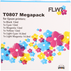 FLWR Epson T0807 Multipack zwart en kleur Front box