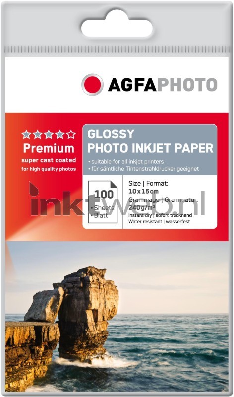 Pest opleiding Gematigd Agfa Premium fotopapier Glans | 10x15 | 240 gr/m² 100 stuks (Origineel)