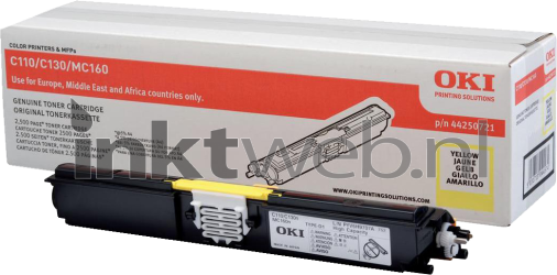 Oki C110/C130/MC160 HC Toner geel Combined box and product