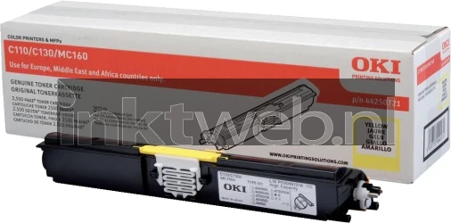 Oki C110/C130/MC160 HC Toner geel Combined box and product