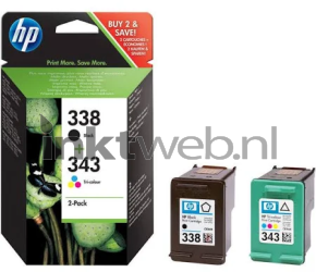 HP 338/343 zwart en kleur Combined box and product