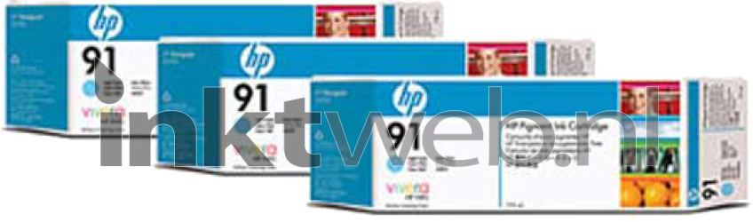HP 91 3-pack licht cyaan Front box