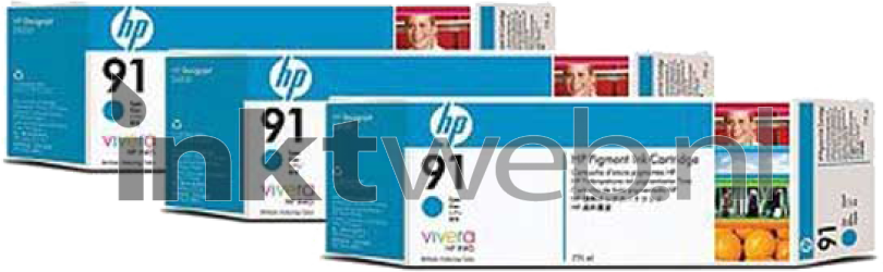 HP 91 3-pack cyaan Front box
