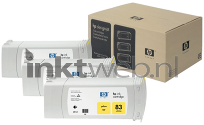 HP 83 3-pack geel Combined box and product