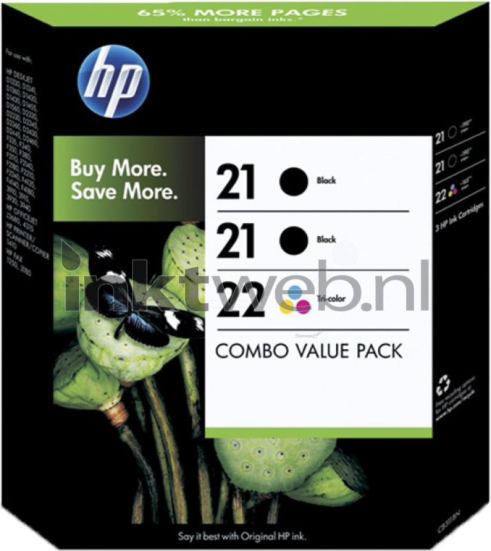 HP 21/21/22 3-pack en kleur (Origineel)